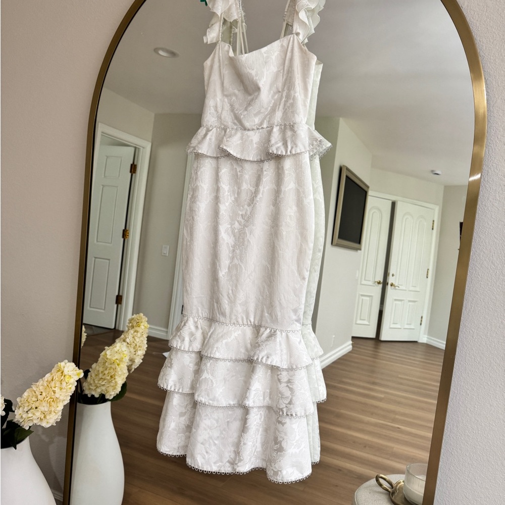 V. Chapman White Ruffled Dress